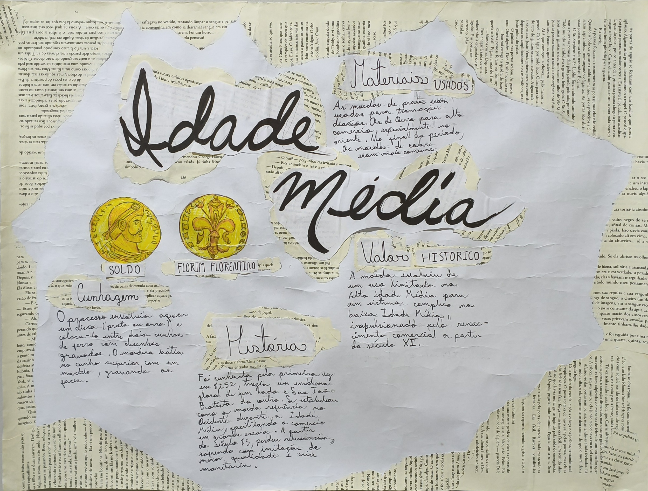 Moedas medievais em cartaz da turma 2A