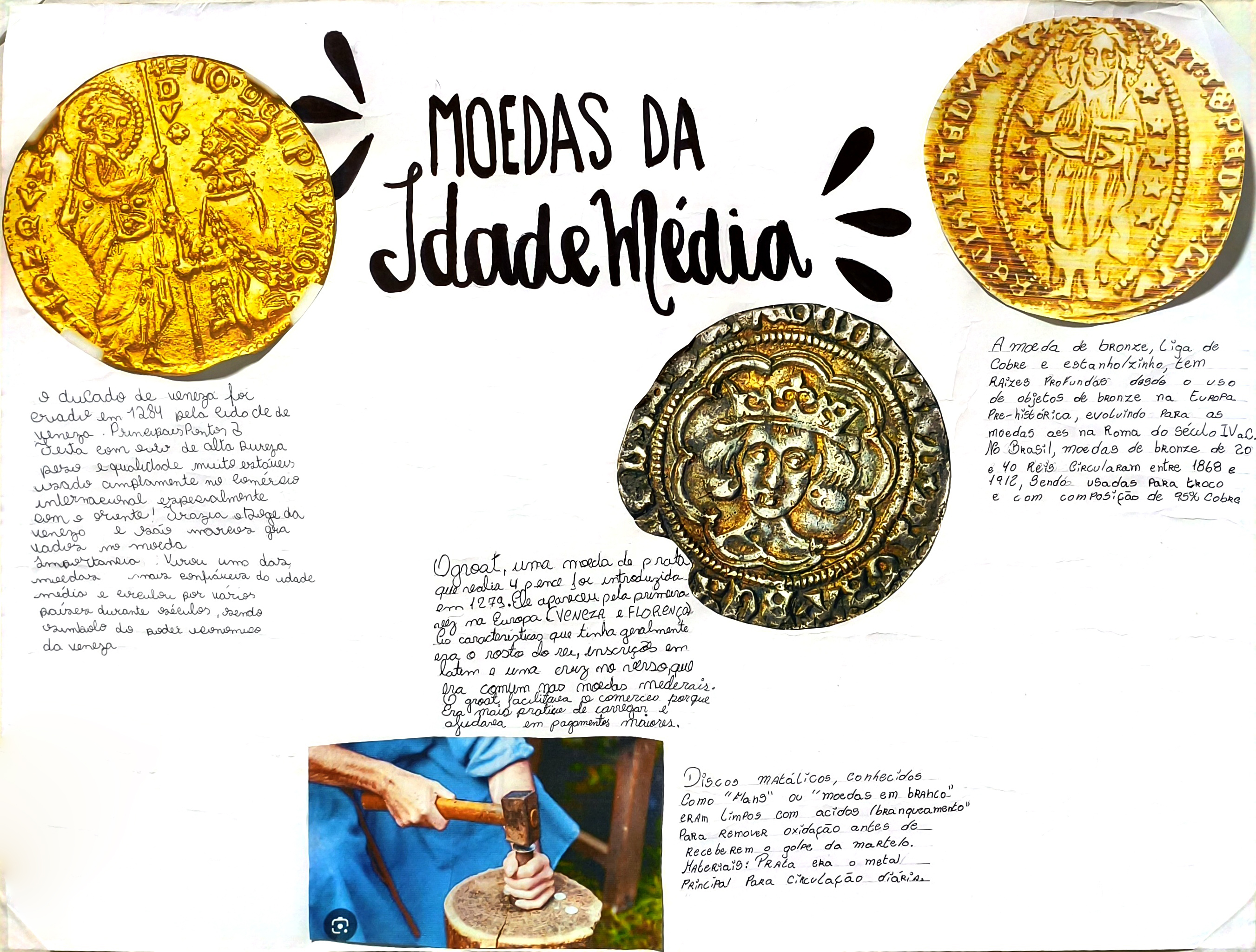 Moedas medievais em produção escolar